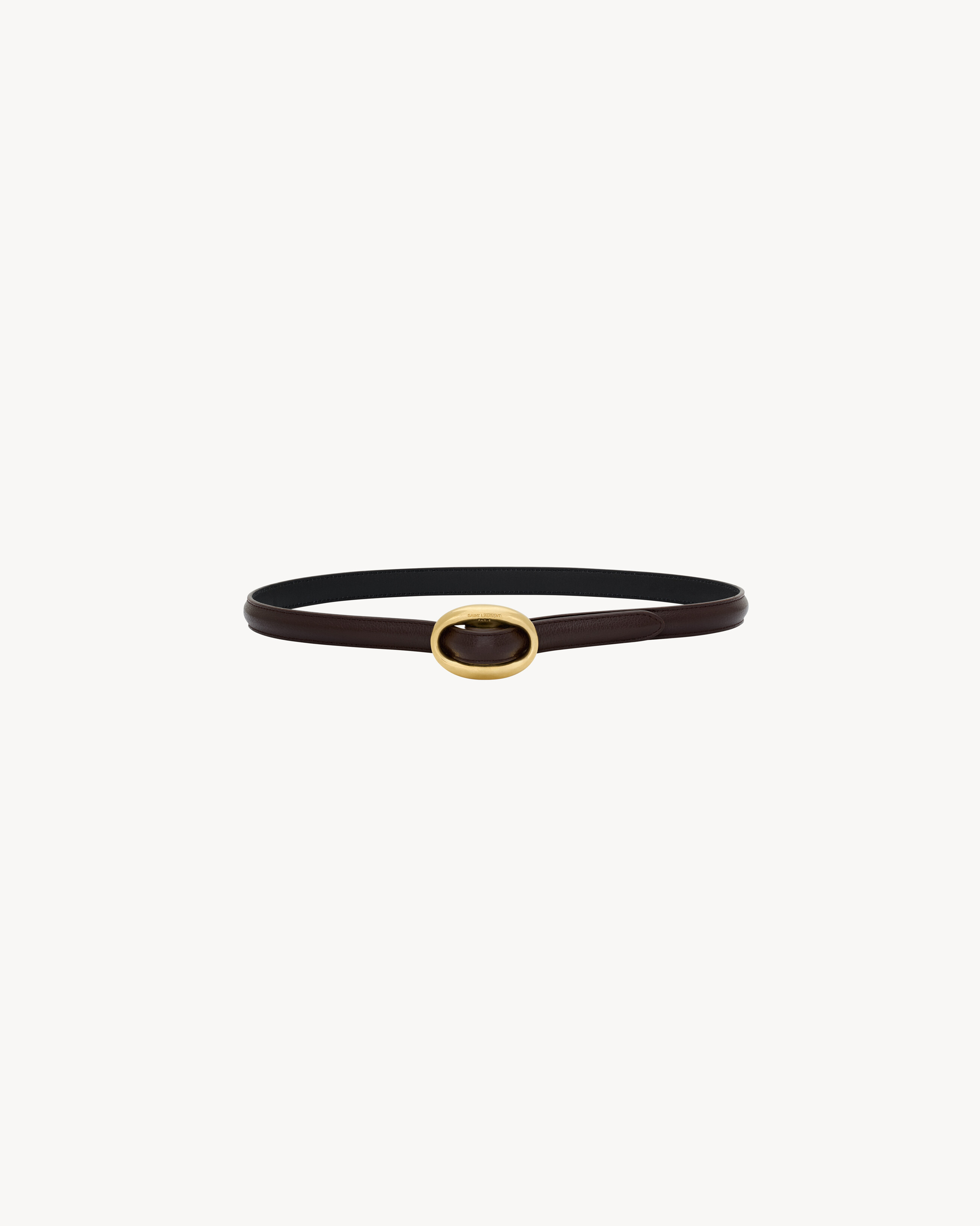 OVAL BUCKLE THIN BELT IN SMOOTH LEATHER - 2