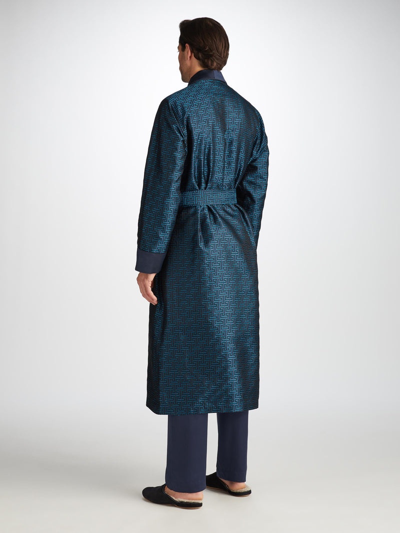 Men's Robe Verona 68 Silk Jacquard Navy - 5