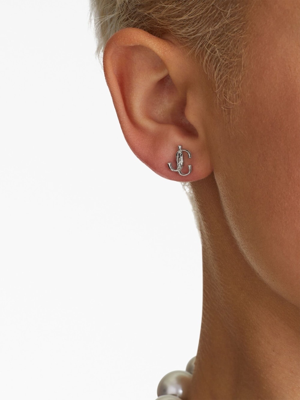 logo-lettering stud earrings - 2