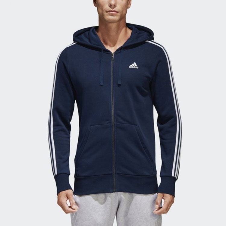 adidas Stripe logo Sports Hooded Jacket Blue S98787 - 3