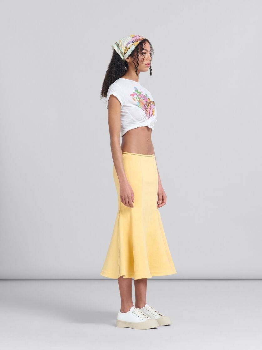 YELLOW ORGANIC DENIM MERMAID SKIRT WITH CONTRAST STITCHING - 6
