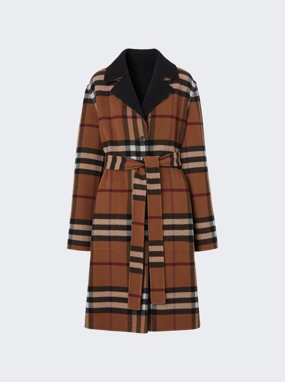 Reversible Check Wool Coat Birch Brown - 6