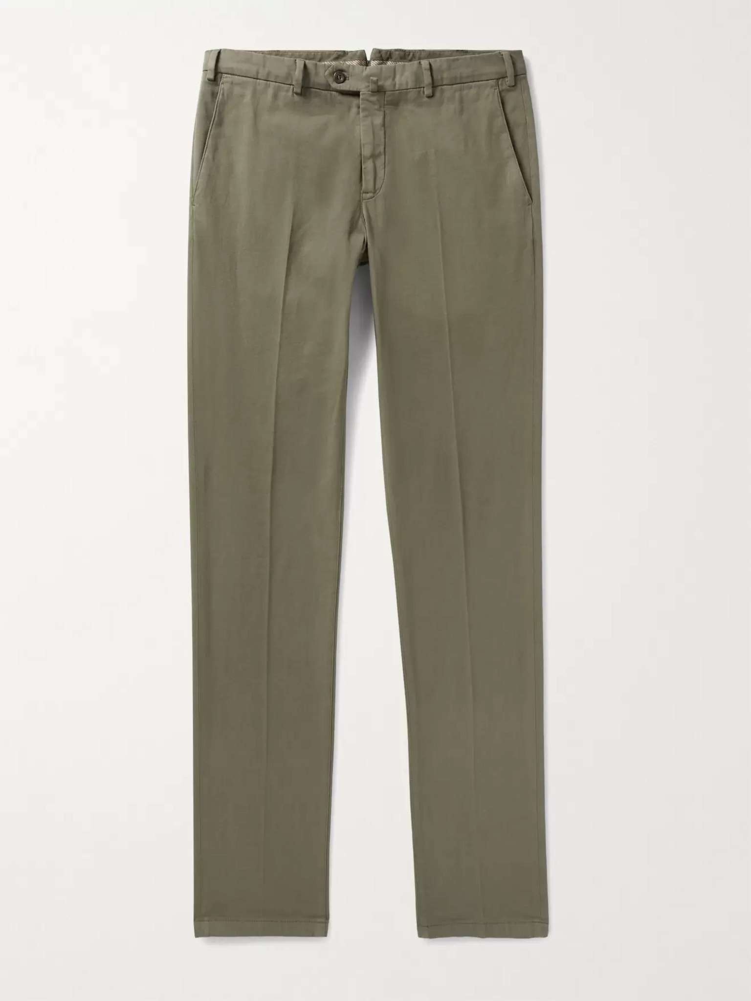 Slim-Fit Stretch-Cotton Trousers - 1