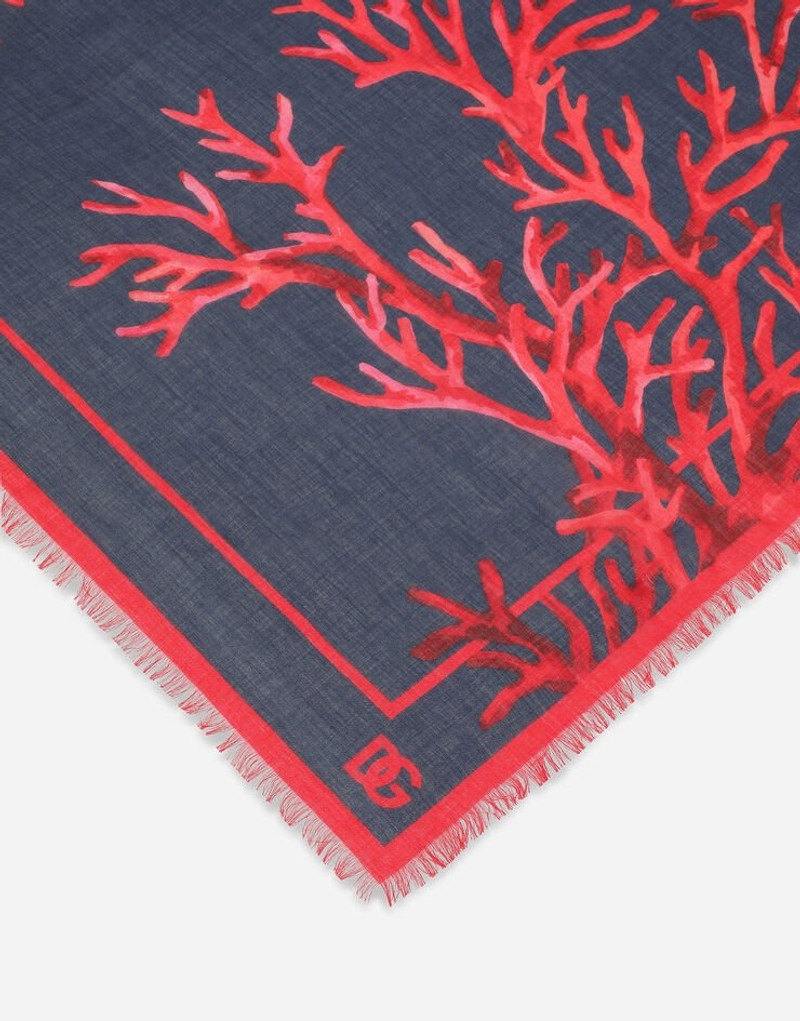 Dolce & Gabbana Coral-print modal and cashmere scarf outlook