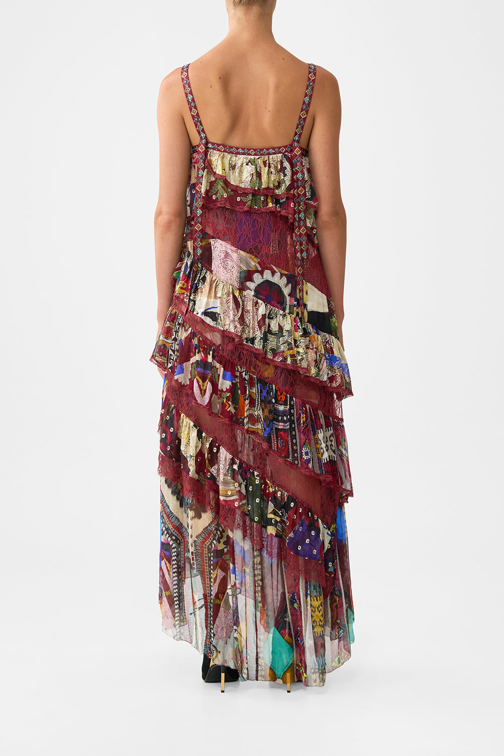 ASYMMETRIC SPLICED LACE DRESS - 3