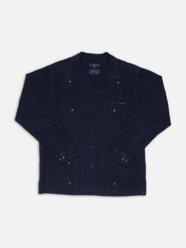 Ryan Pleats Cuban Shirt Blueberry - 1