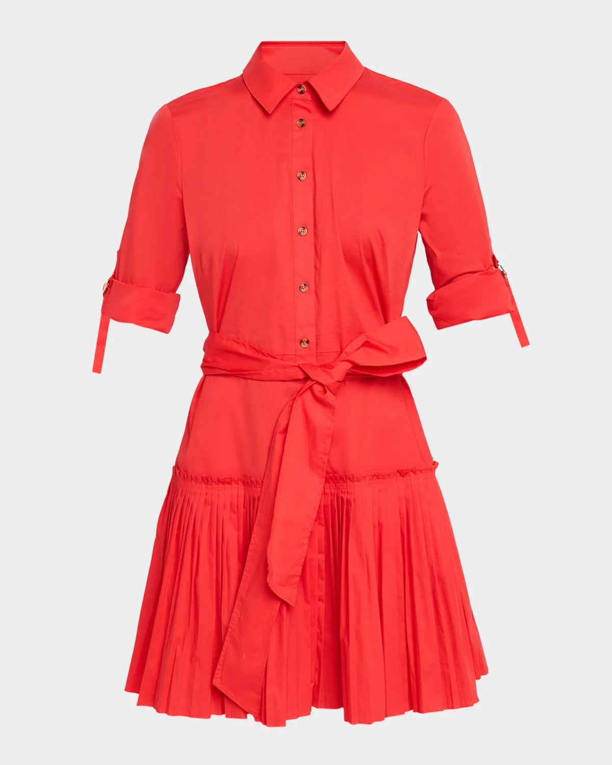 McLean Pleated Stretch Cotton Mini Shirtdress - 1