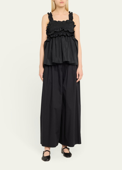 CECILIE BAHNSEN Gia Smocked Ruffle Strap Top outlook