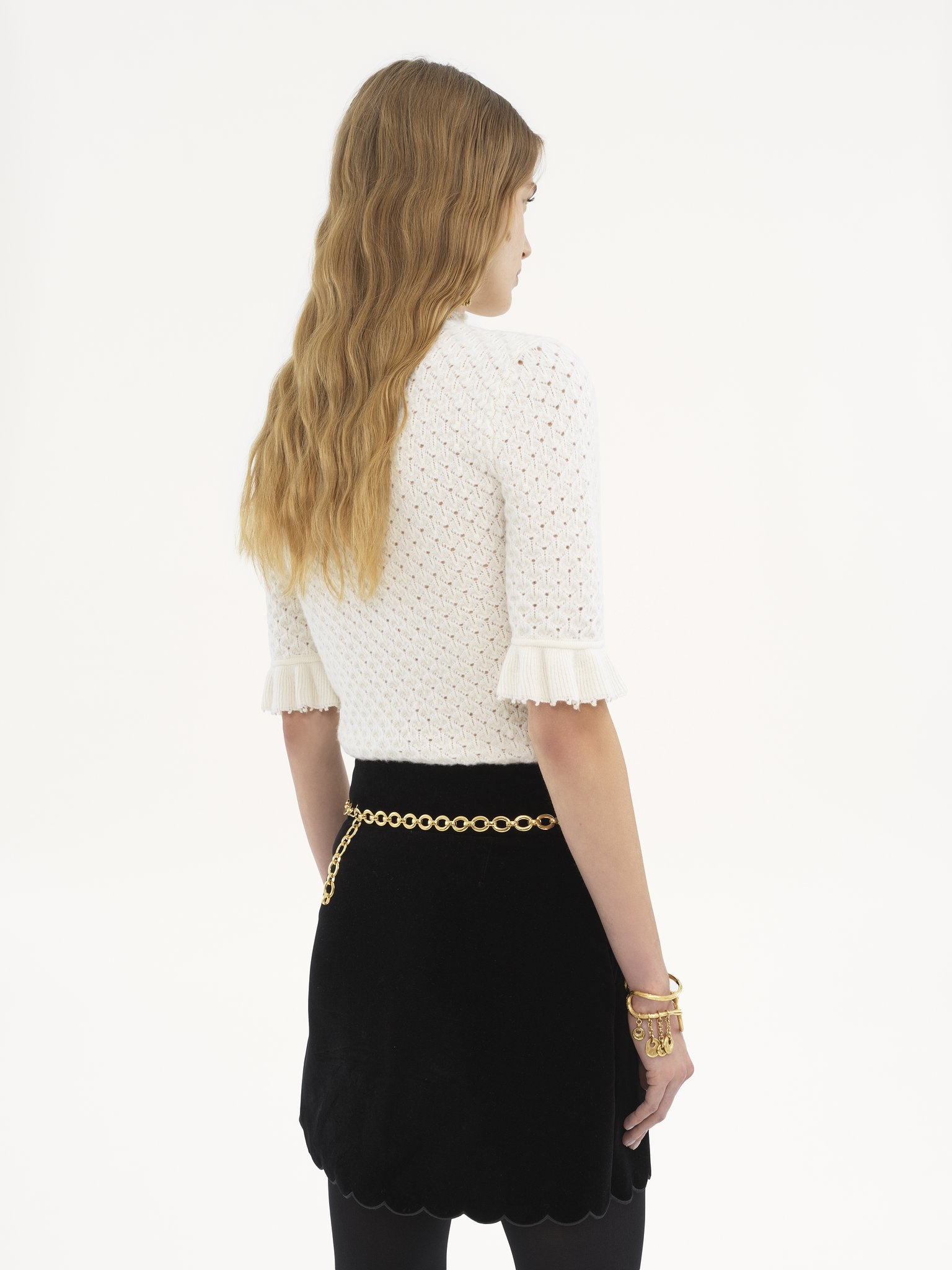 SHORT-SLEEVE SWEATER IN WOOL & CASHMERE KNIT - 5
