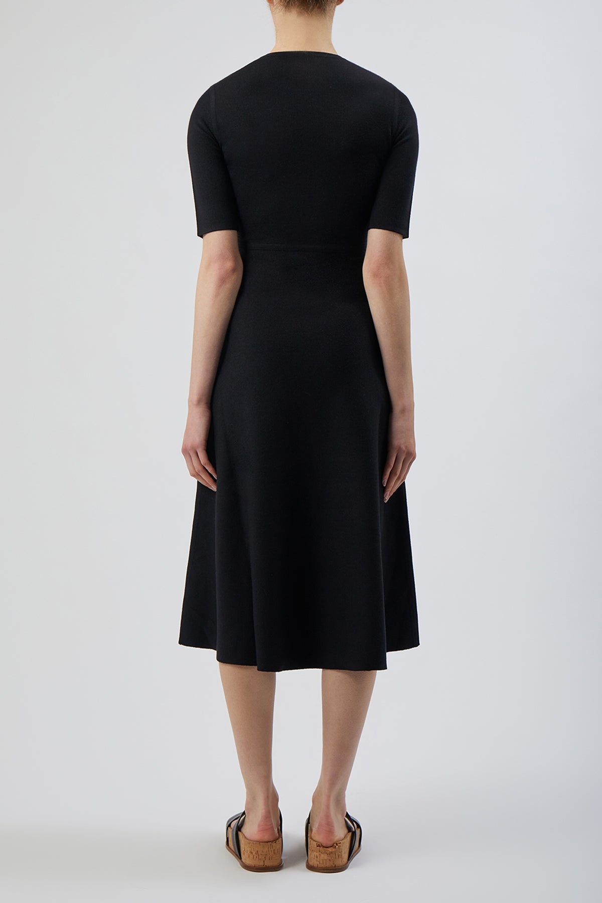 Seymore Knit Dress in Black Cashmere Wool with Silk - 4