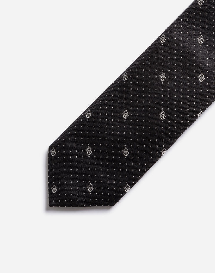 Silk blade tie with polka-dot design and DG logo (6 cm) - 3