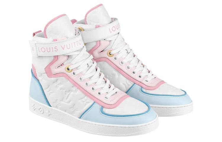 (WMNS) LOUIS VUITTON Boombox Ankle Sneakers 'White Monogram with Pink and Blue' 1A9S6Q - 3