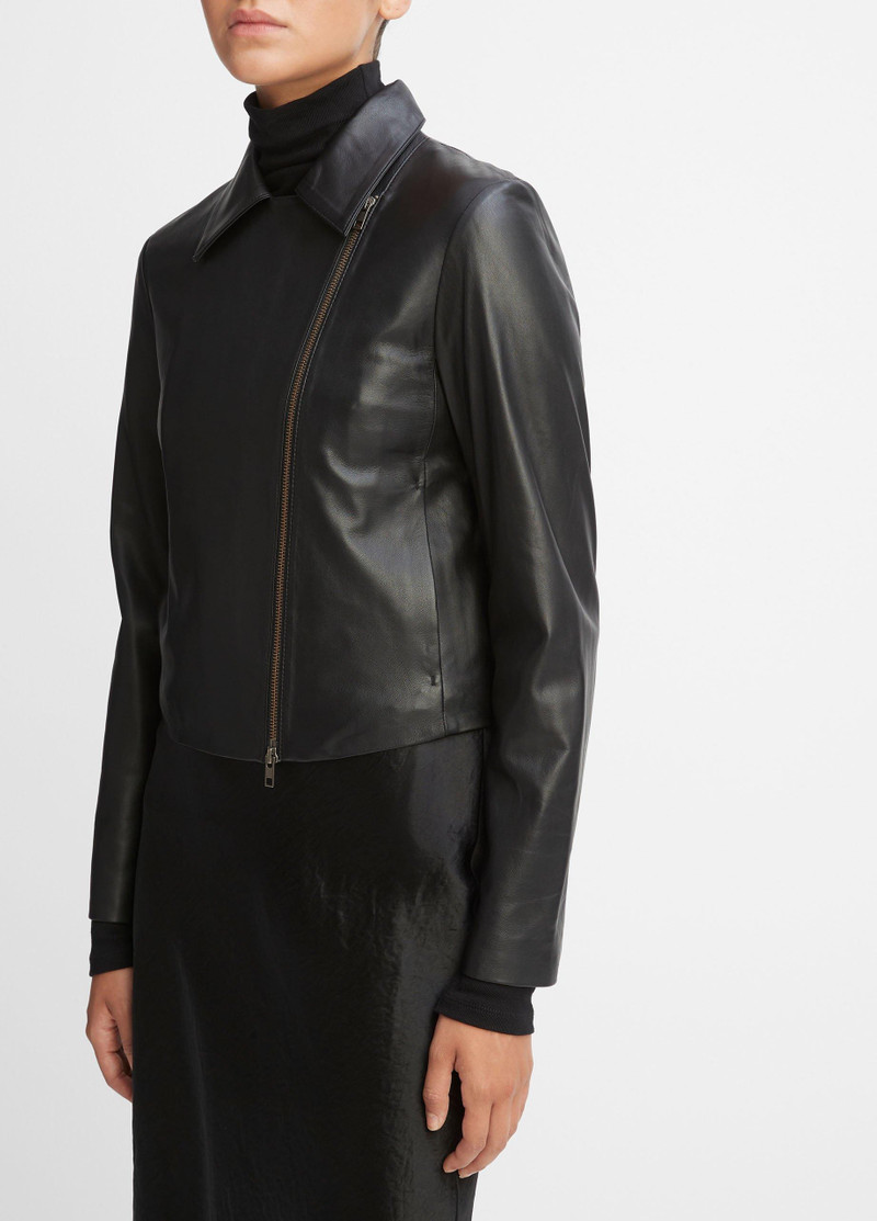 Vince Leather Cross-Front Moto Jacket outlook