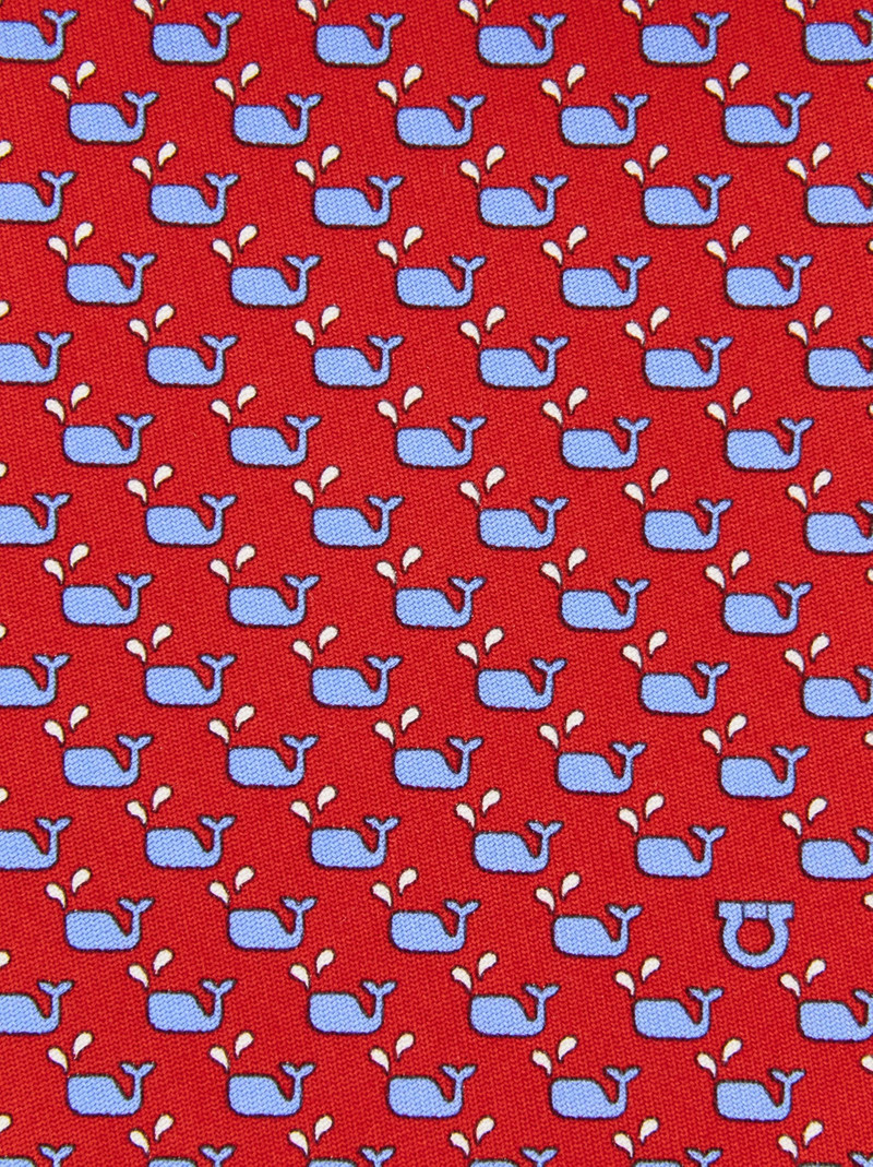 FERRAGAMO Whale print silk tie outlook