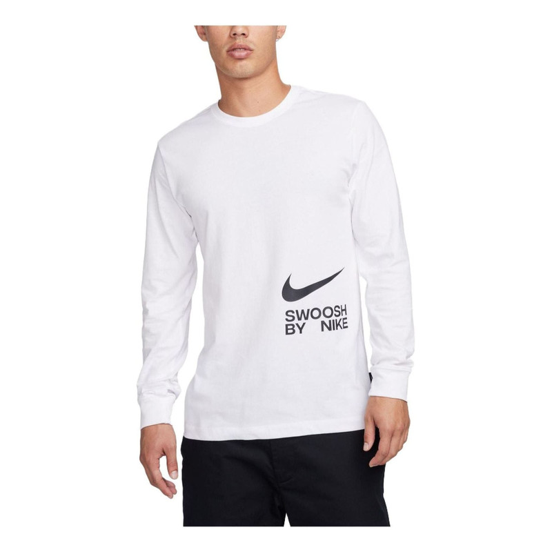 Nike Sportswear 큰 Swoosh 긴 소매 티셔츠 'White' FJ1120-100 - 1