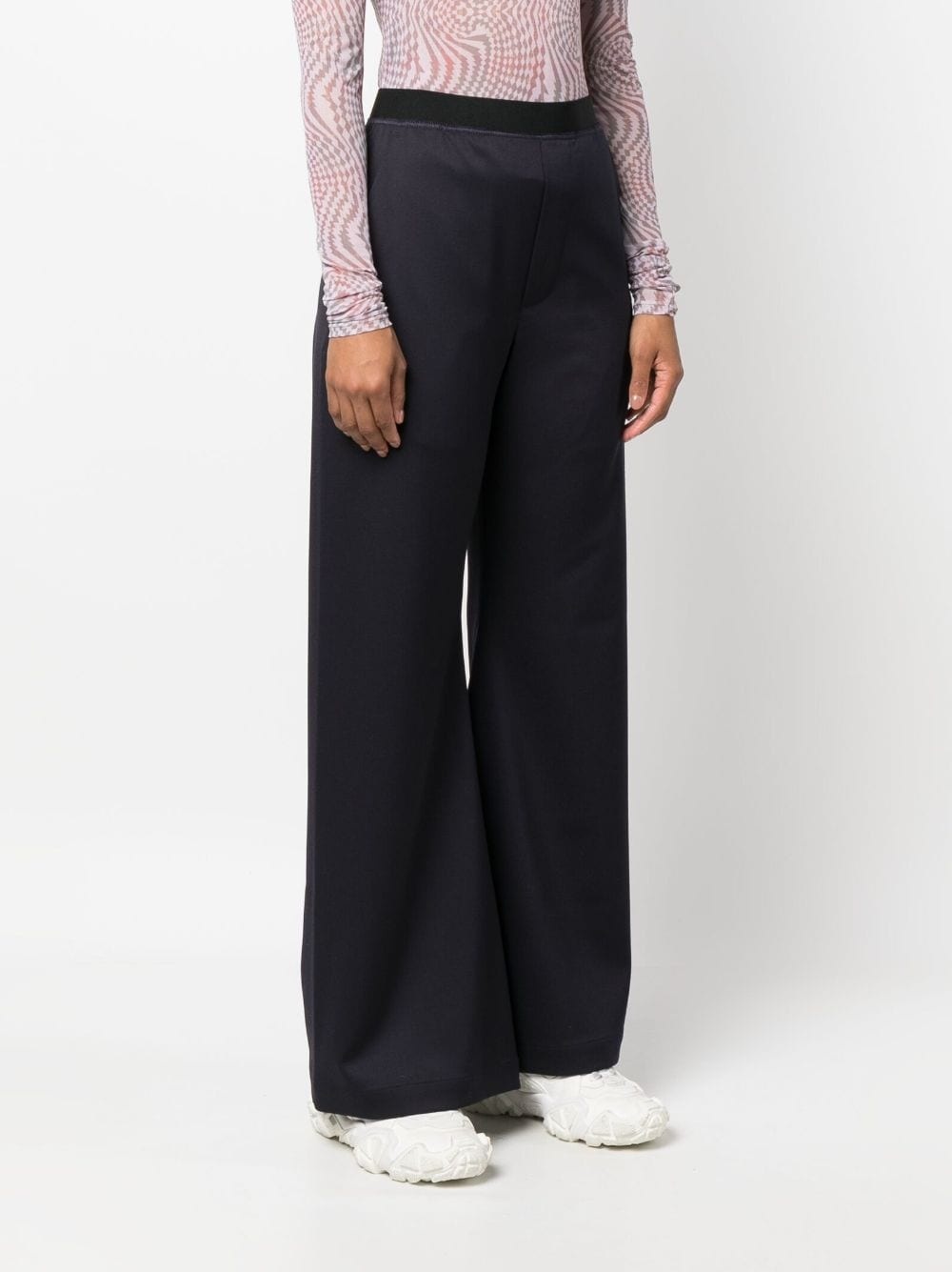 seam-detail cotton flared trousers - 3