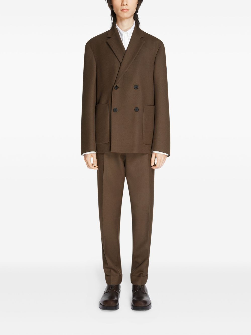 wool straight-leg trousers - 2