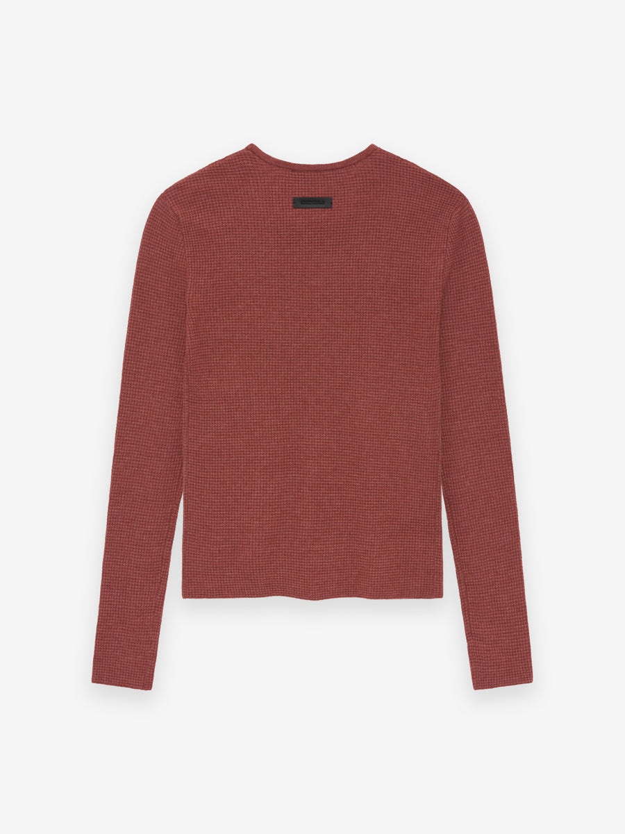 Womens Waffle Fitted Long Sleeve Sweater - 2
