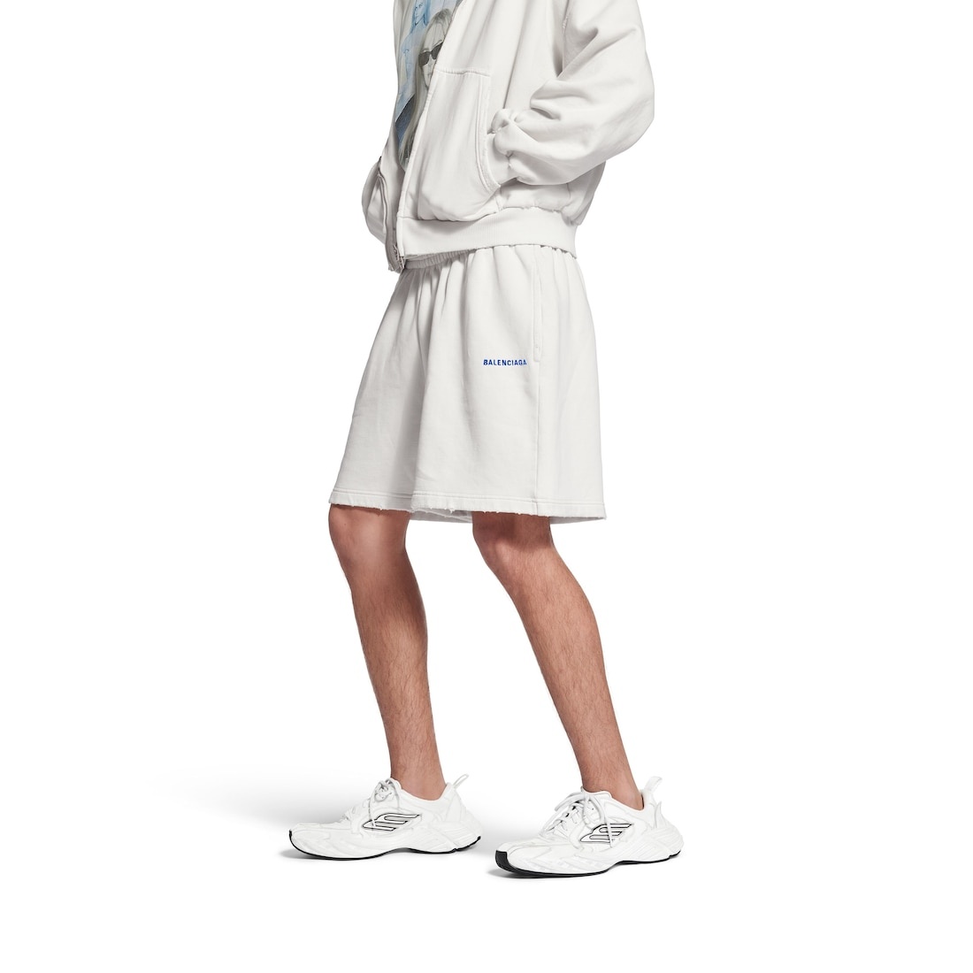 Men's Balenciaga Back Shorts in Dirty White/blue - 5