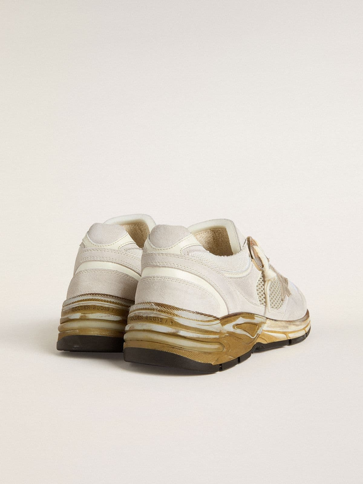 Women's Dad-Star in mesh and white suede with gold foiled star - 5
