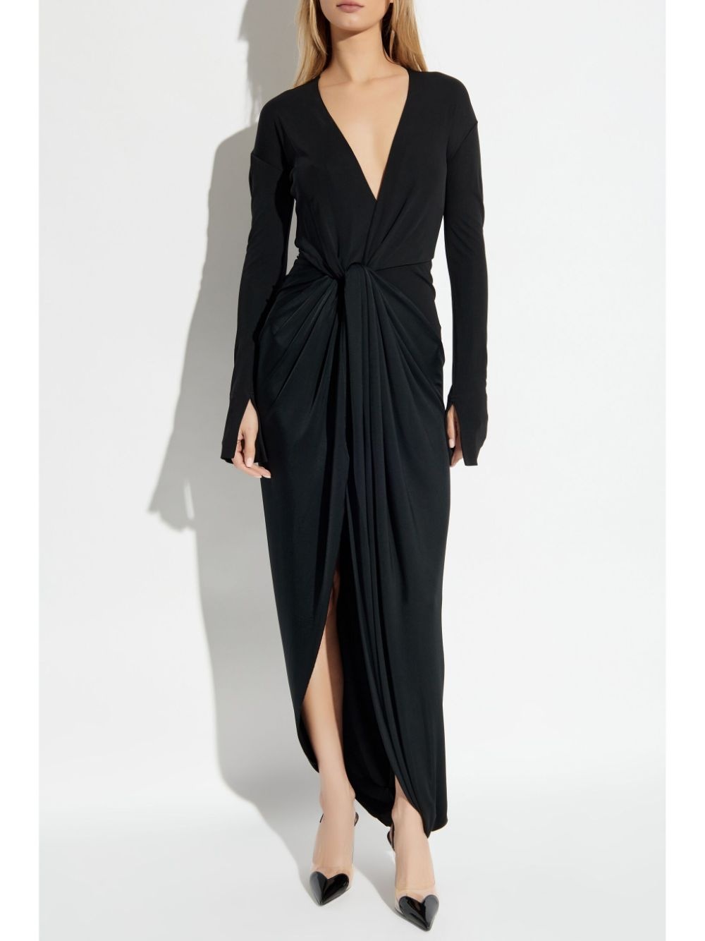 knot-detail jersey gown - 3