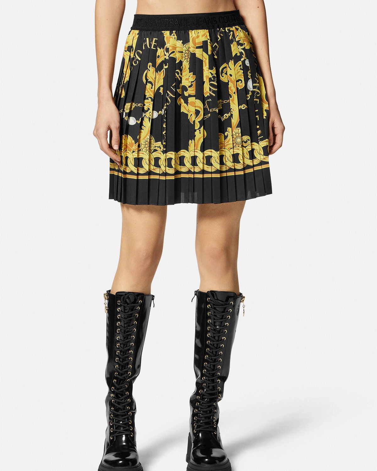 Chain Couture Pleated Mini Skirt - 3