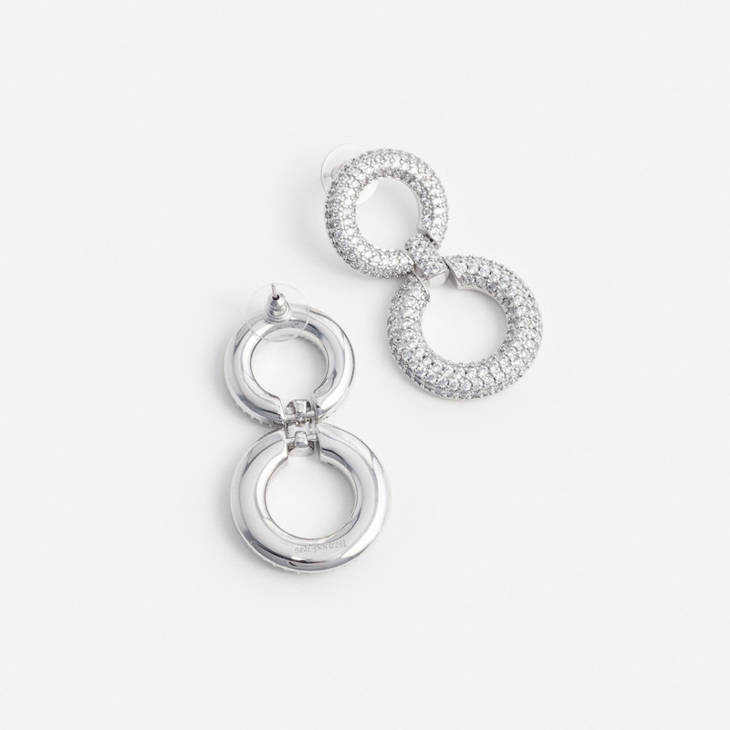 self-portrait Crystal Link Two Tiered Earrings outlook