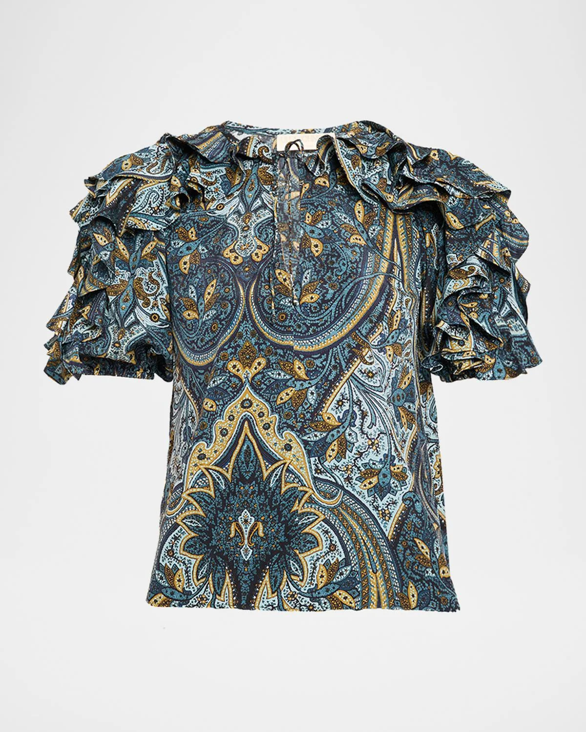 Josephine Paisley Flutter-Sleeve Blouse - 1