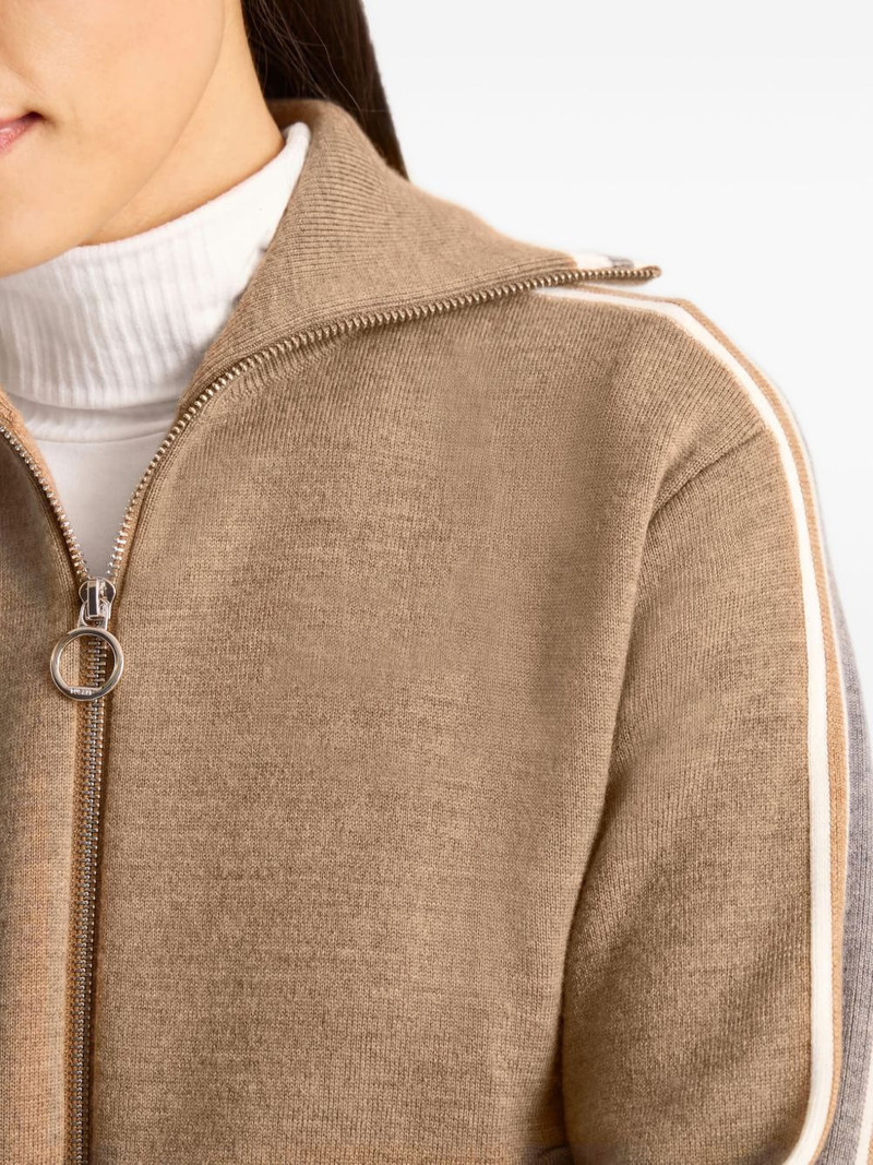 stripe-detail zip-up cardigan 5