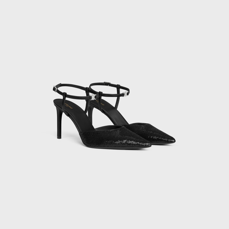 CELINE KITTEN TRIOMPHE STRAP PUMP in SEQUINS & CALFSKIN 2