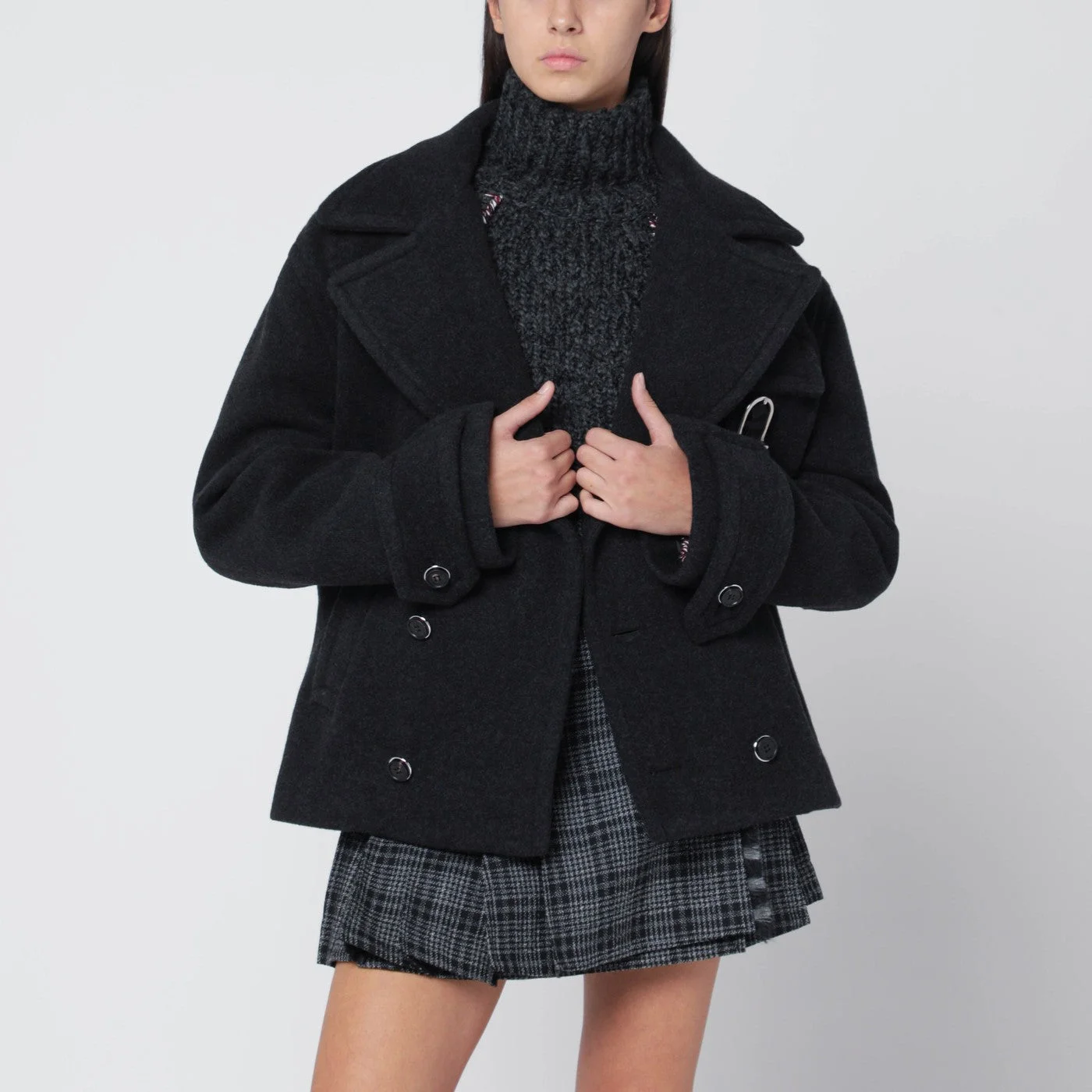 Dark grey mélange wool coat - 1