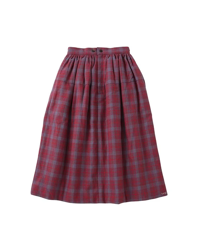 ELEVATION CHECK DOWN SKIRT W RED - 1
