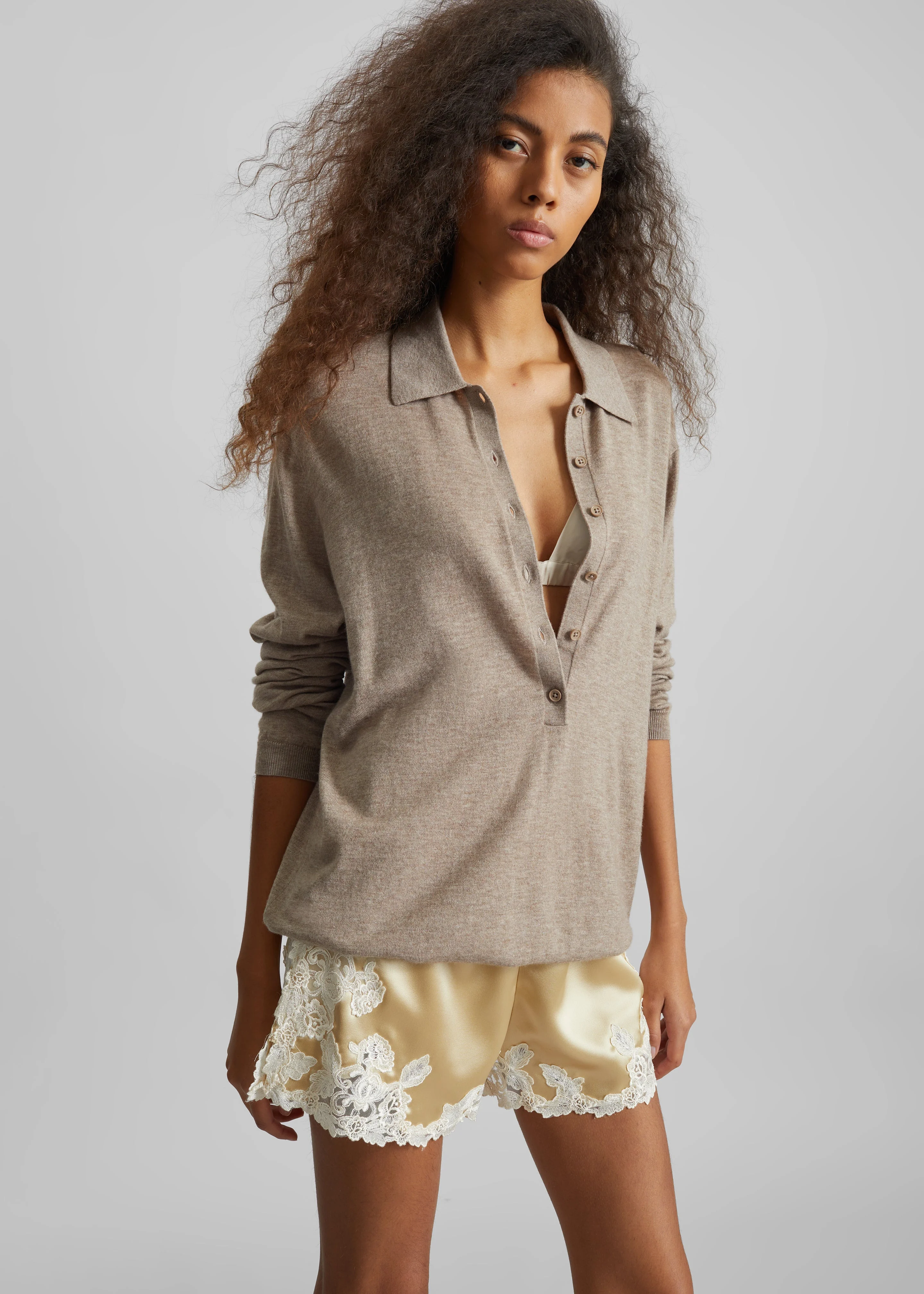 By Malene Birger Eri Satin Shorts - Vanilla Cream - 1