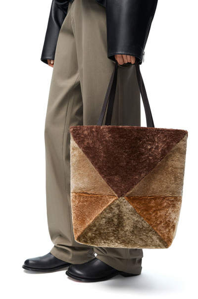 Loewe Large Puzzle Fold tote in shearling outlook