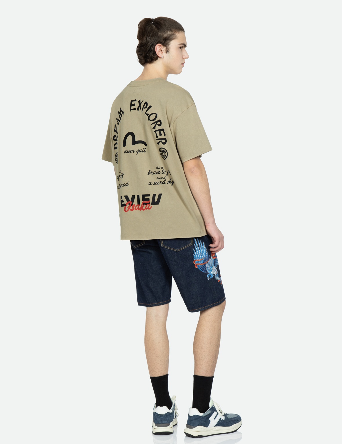 EAGLE EMBROIDERY REGULAR-FIT DENIM SHORTS - 3