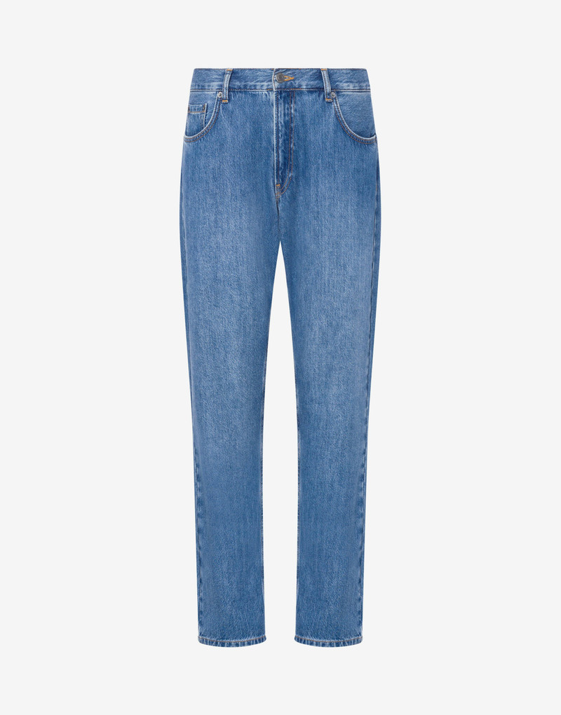 BLUE COTTON DENIM TROUSERS 1