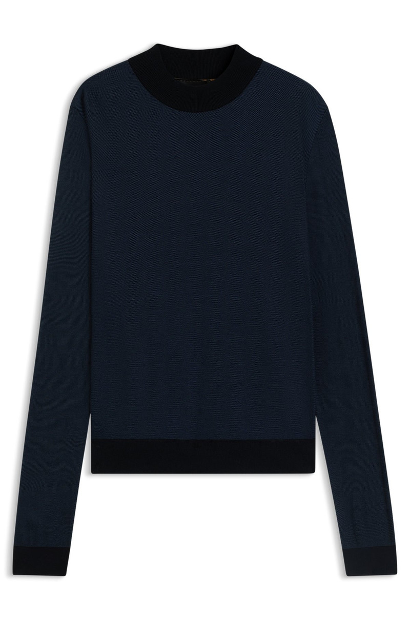 SILK-PIQUÉ SWEATER WITH MOCK NECK 1