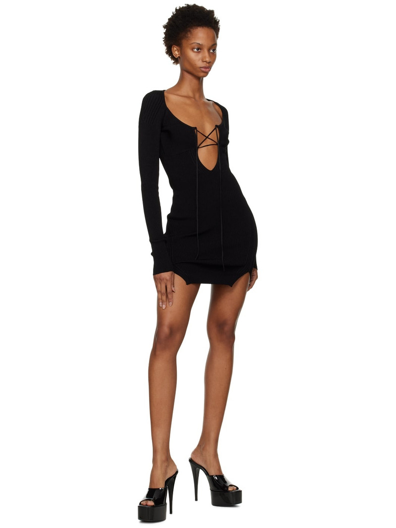 NENSI DOJAKA Black Lace Up Minidress outlook