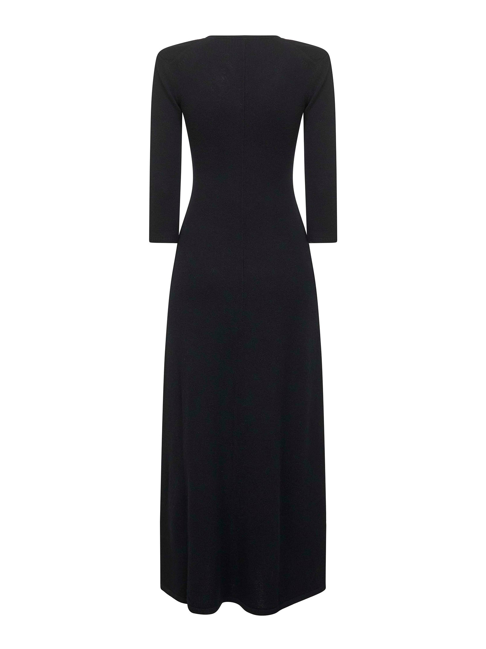 Black wool blend knit Salina long dress - 2