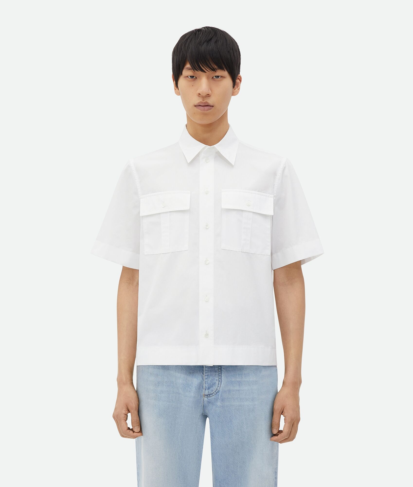Relaxed Fit Short-Sleeved Cotton Shirt - 1