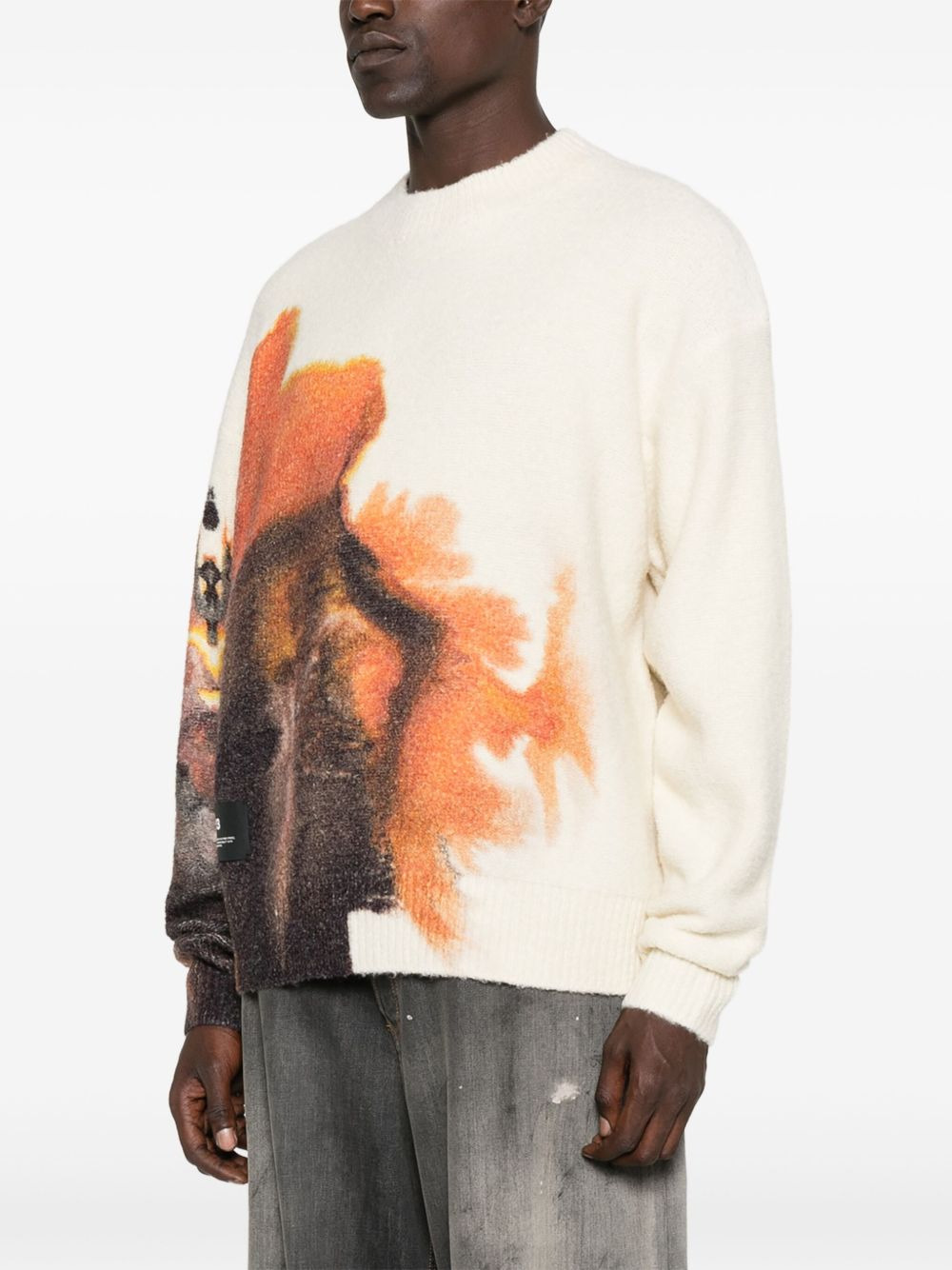 graphic-print crew-neck sweater - 3