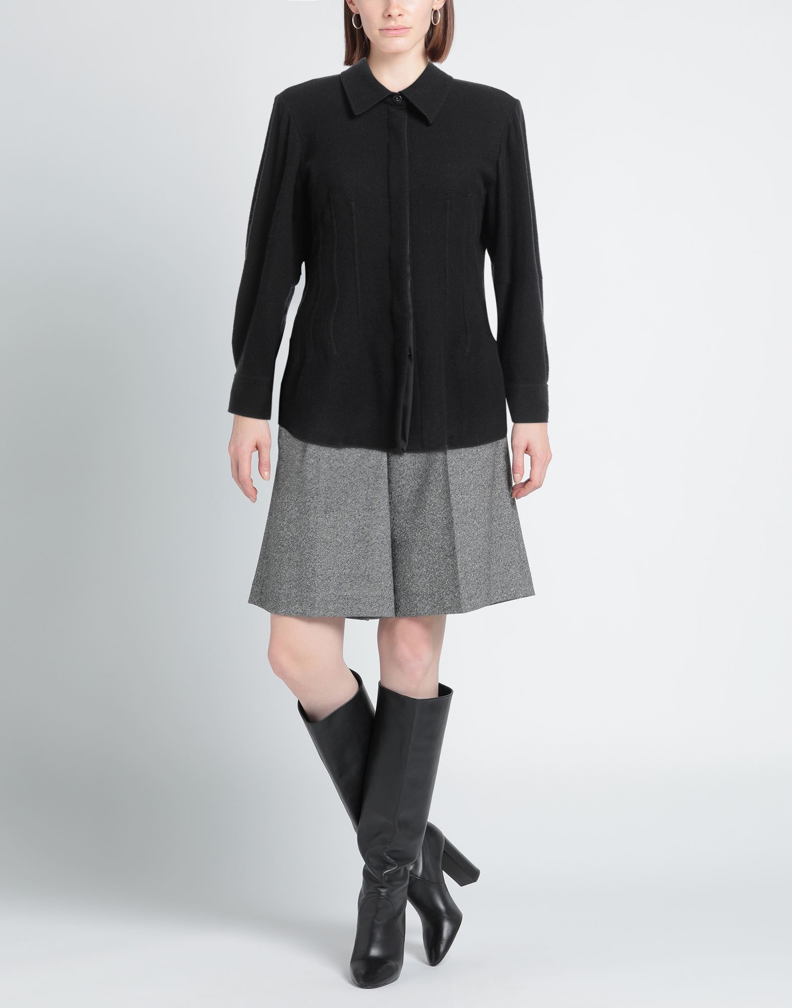 Black Women's Solid Color Shirts & Blouses - 2