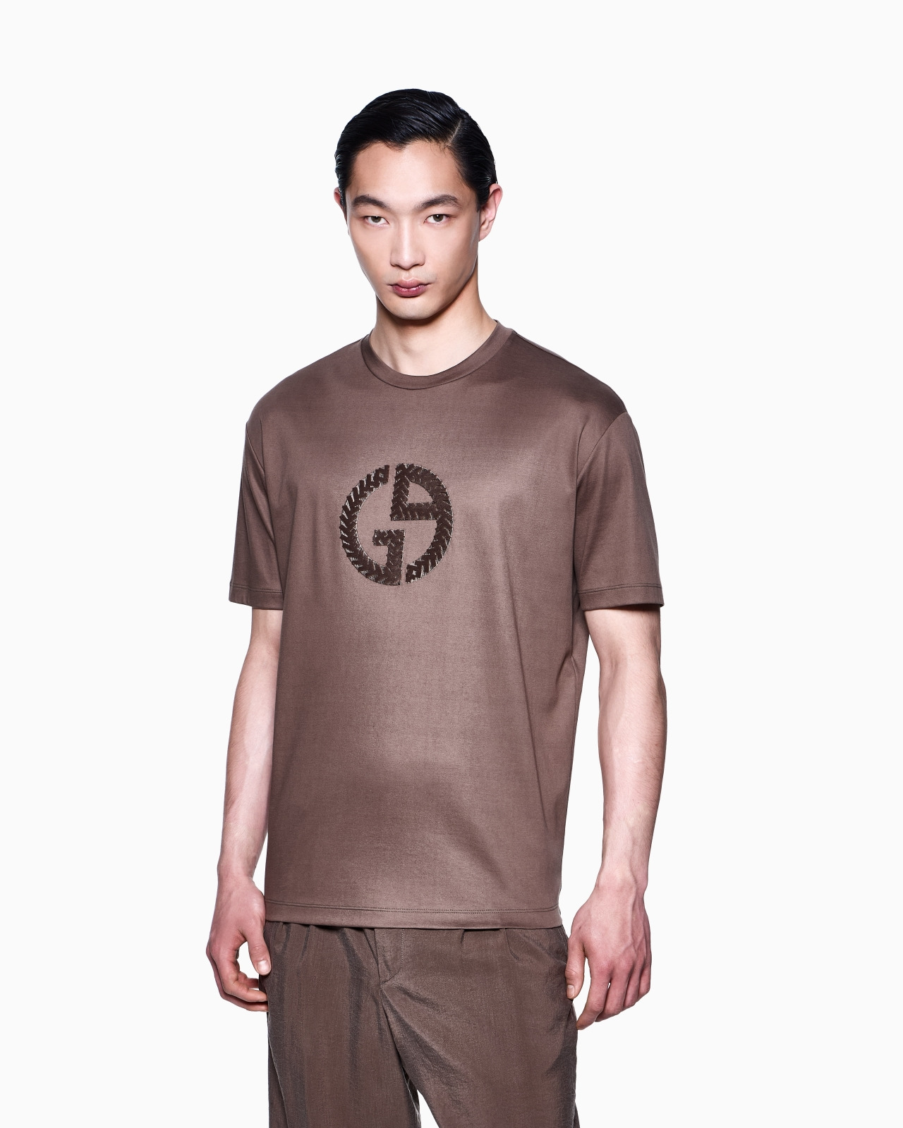 COTTON-INTERLOCK T-SHIRT WITH OVERSIZED EMBROIDERED GA LOGO - 4