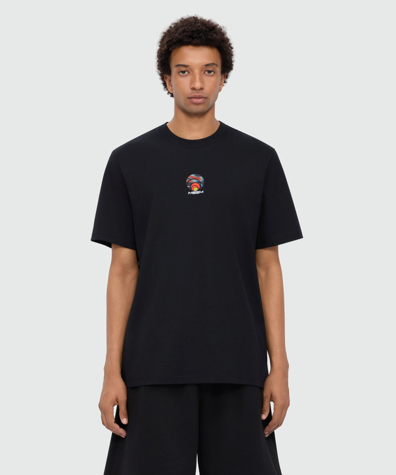 MSGM Black short-sleeve cotton jersey T-shirt with front print outlook