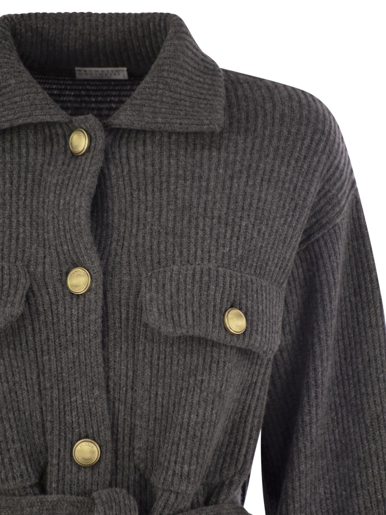 Brunello Cucinelli Women Cardigan In Virgin Wool, Cashmere And Silk English Rib With Metal Buttons A - 4