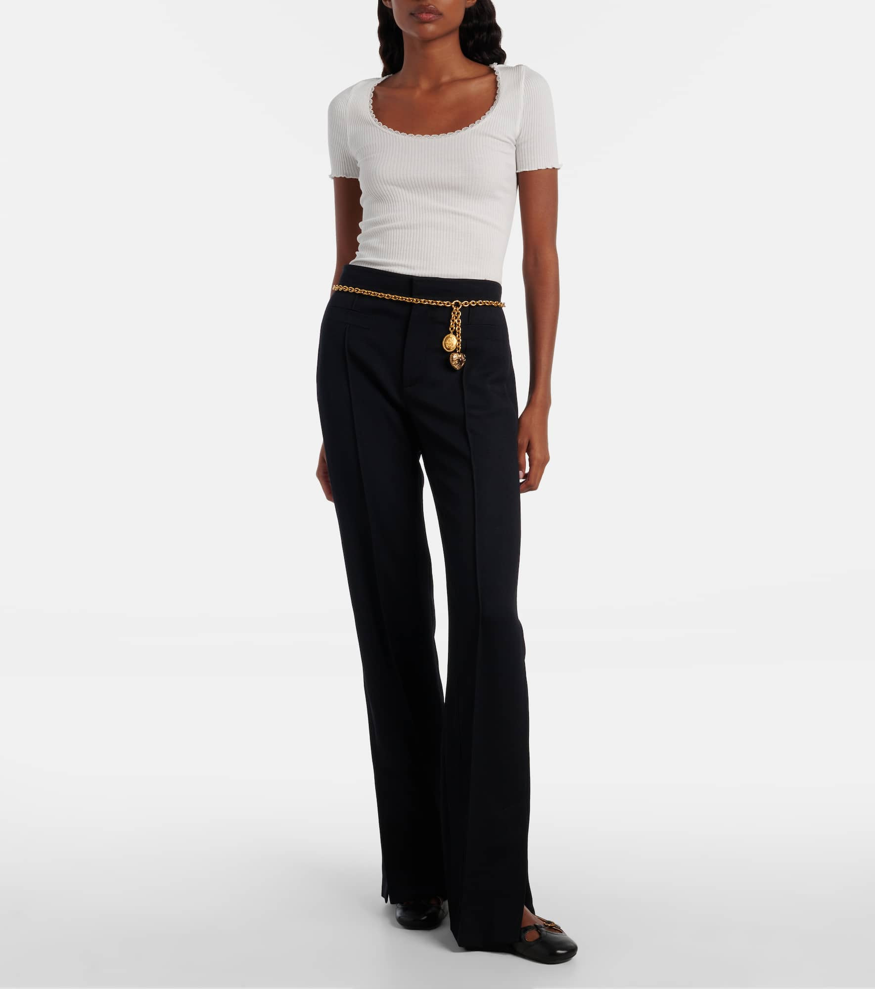 Virgin wool gabardine flared pants - 2