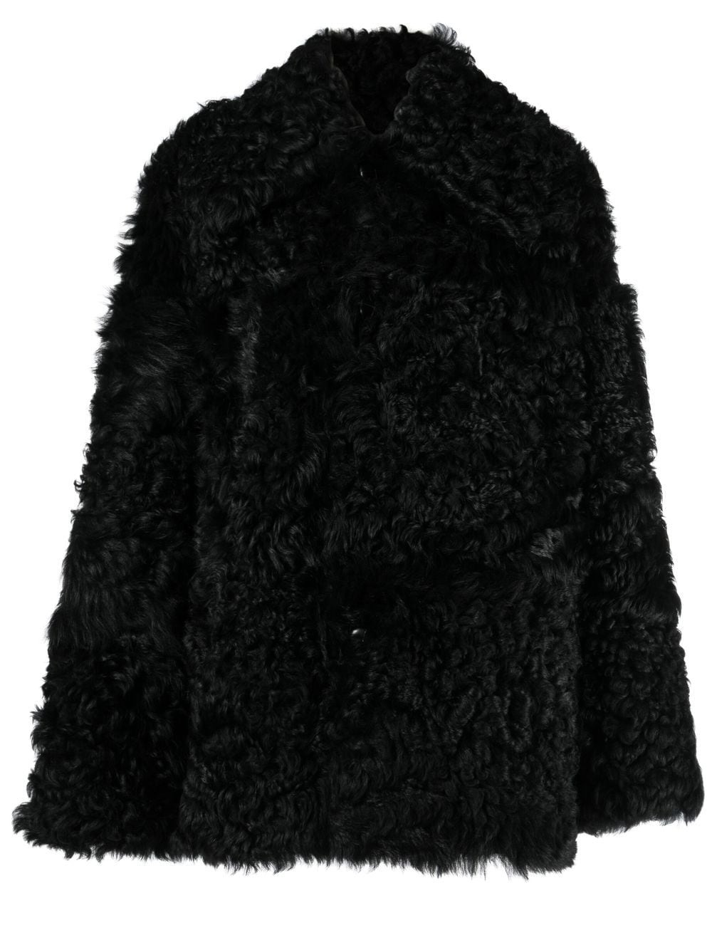 shearling button-up coat - 1