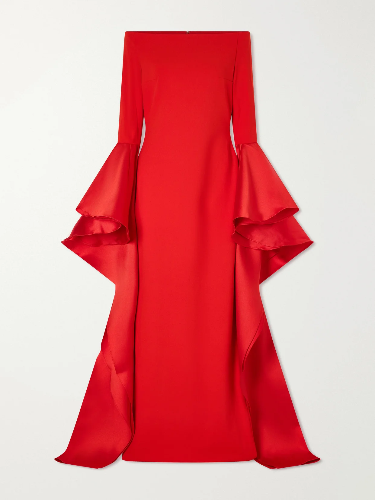 Astria Draped Satin-trimmed Crepe Gown - 1