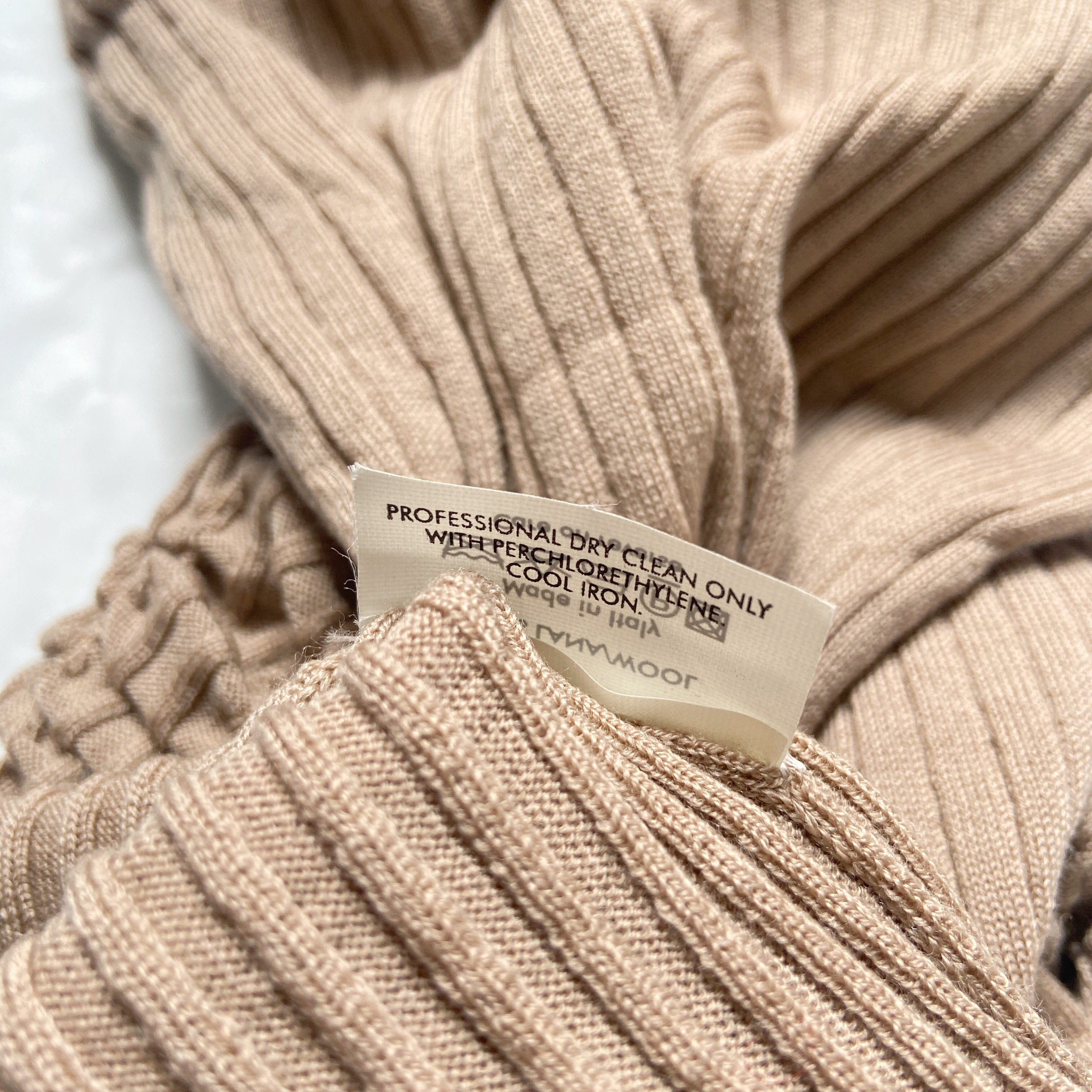 Yves Saint Laurent Rive Gauche Tom Ford beige rib knit stretch top S - 8