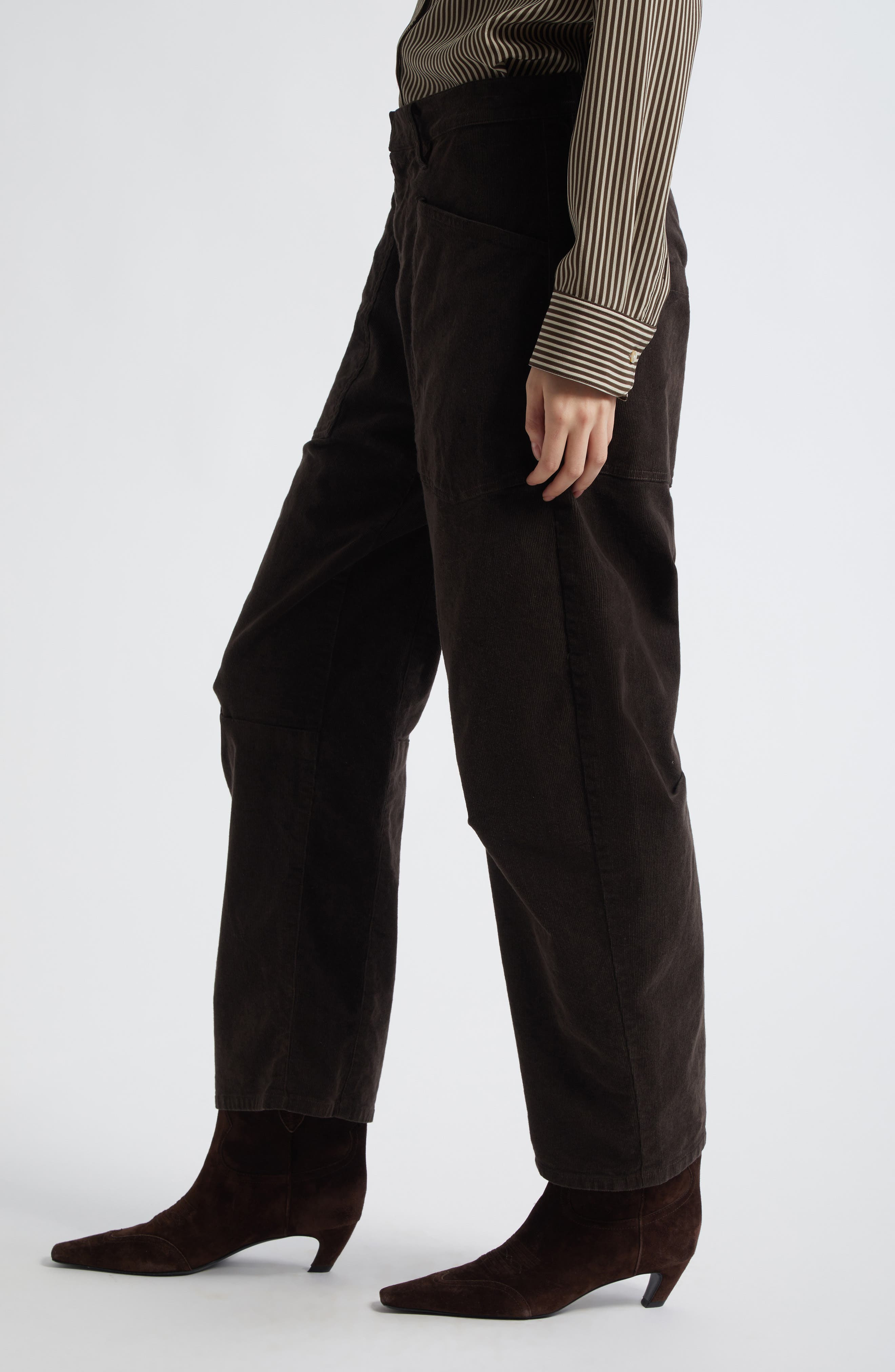 Nili Lotan Shon Corduroy Pants in Chocolate Brown at Nordstrom - 3
